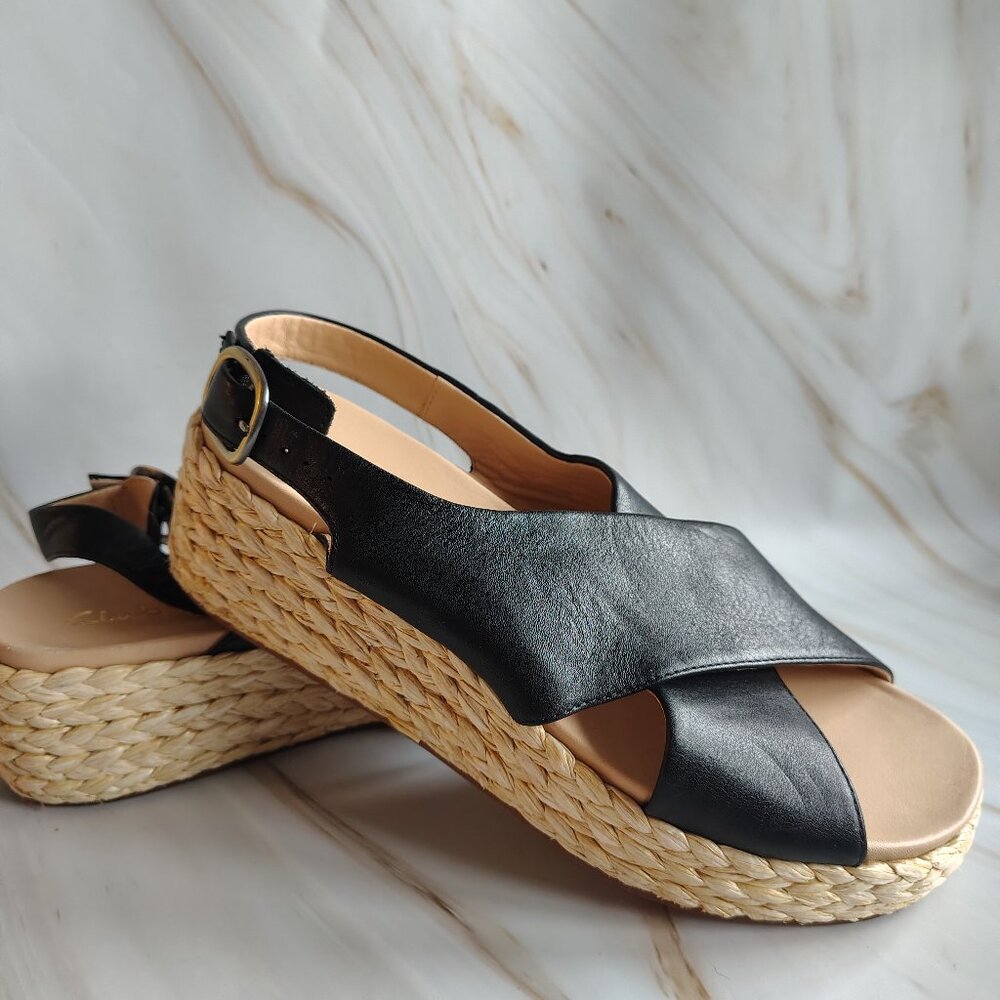 Women's Black Kimmie Espadrille Sling Back Sandals size 8